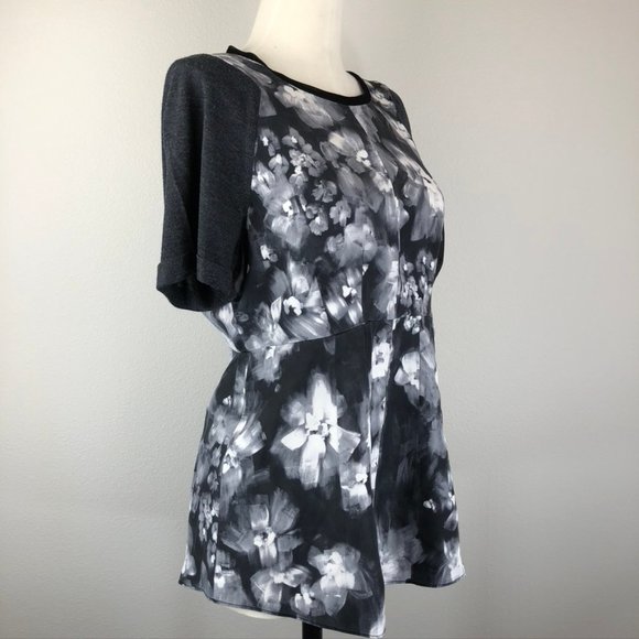 Rebecca Taylor Silk Blouse with Knit Short Sleeves - Picture 3 of 8